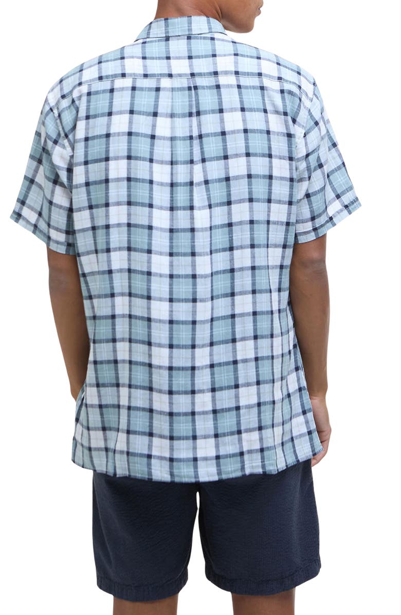 Barbour Midfield Plaid Short Sleeve Lyocell & Linen Button-Up Shirt, Alternate, color, 