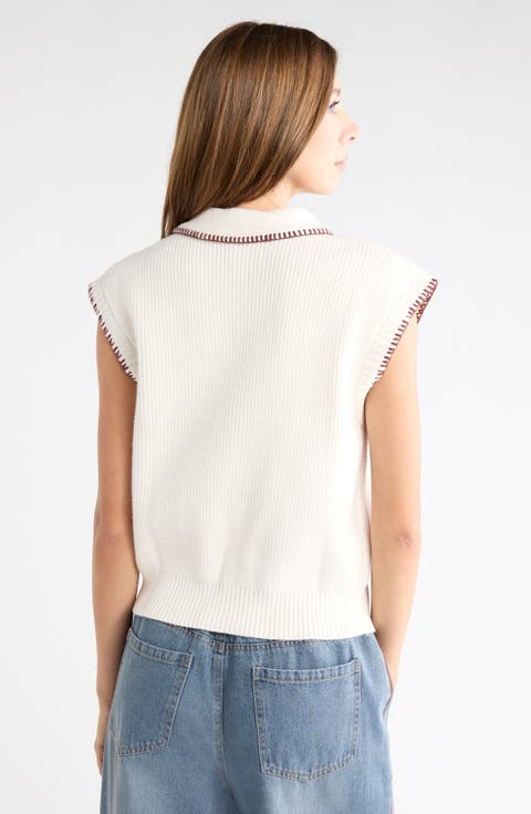 Tie Neck Sweater Vest