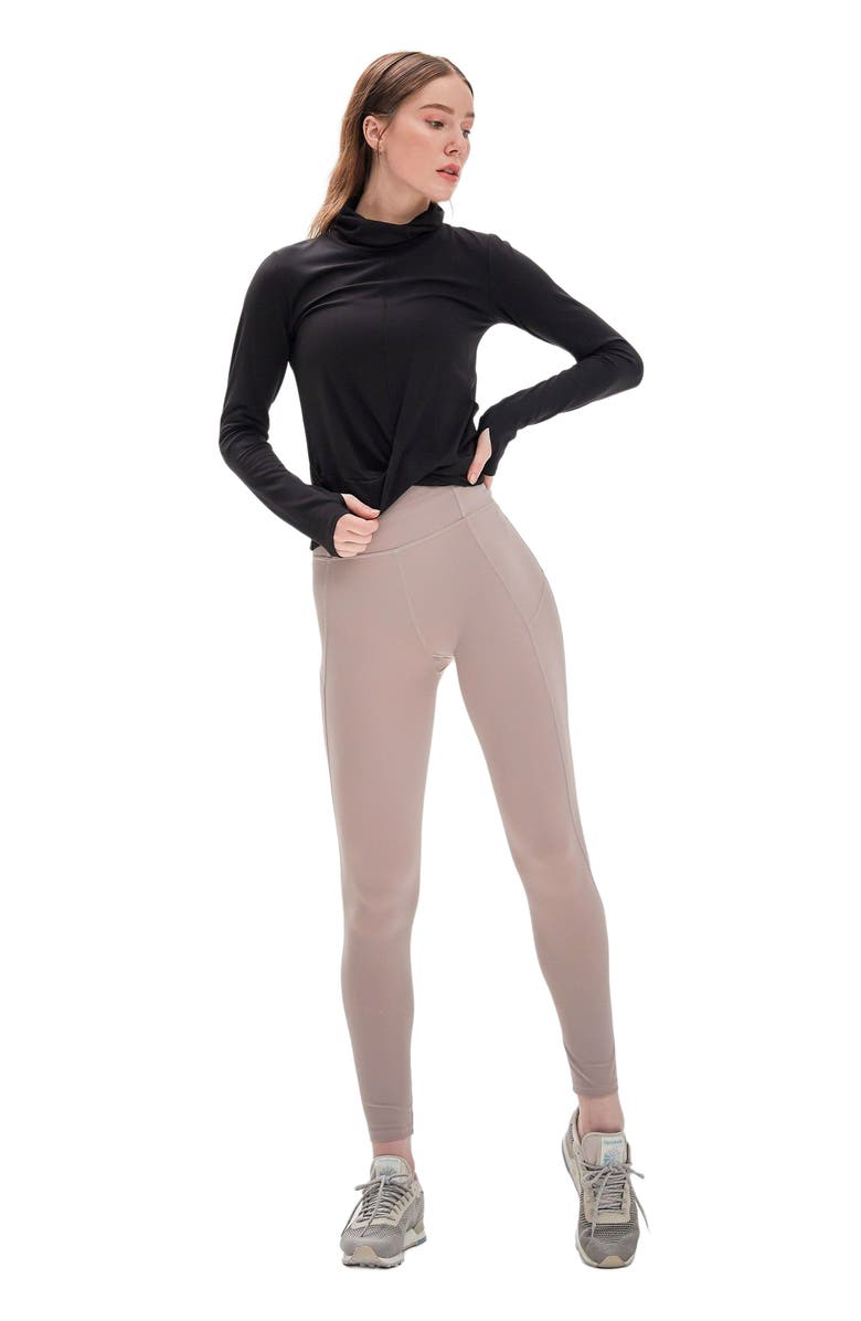 Rebody Active Cowl Neck Long Sleeve Top, Alternate, color, Cozy Black