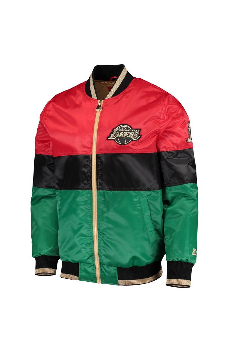 STARTER Men's Starter Red/Black/Green Los Angeles Lakers Black History Month NBA 75th Anniversary Full-Zip Jacket, Alternate, color, Red