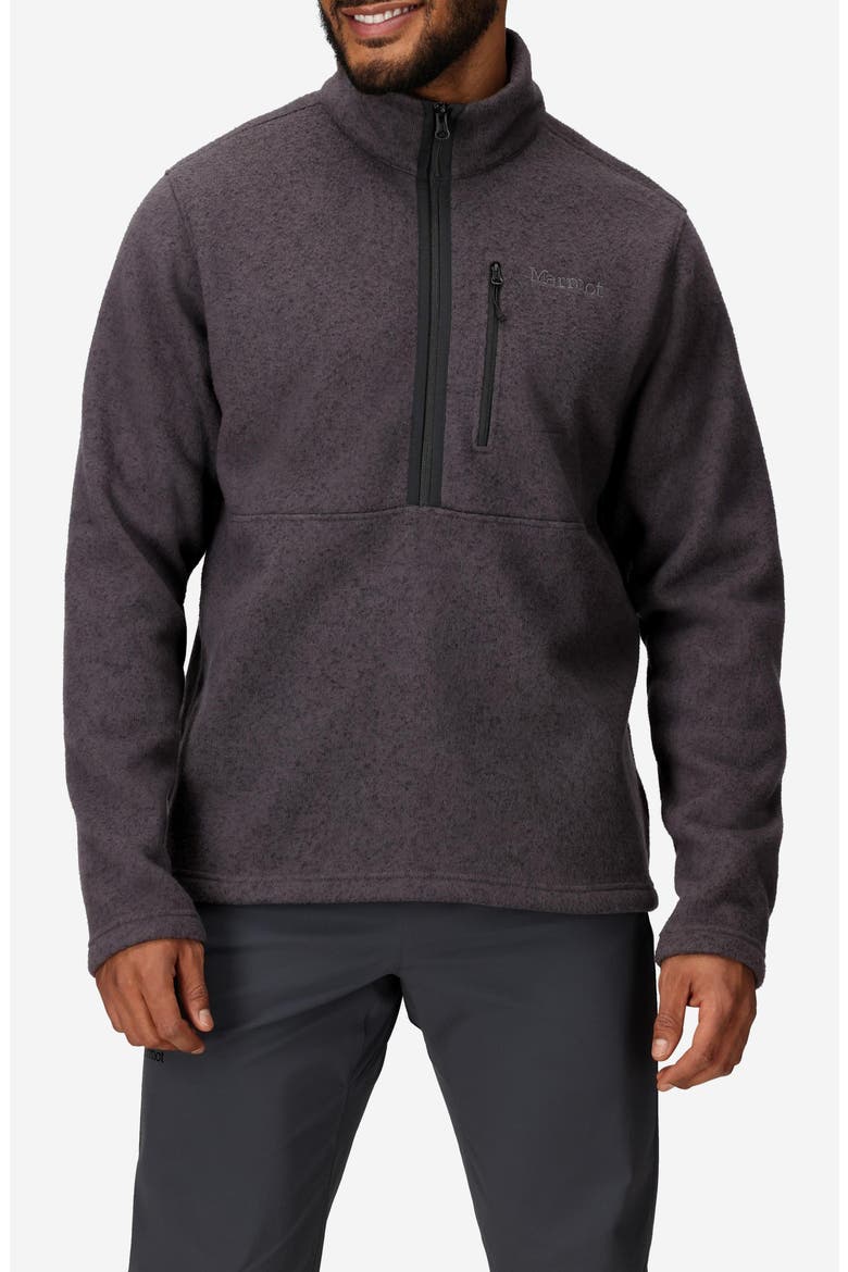 Drop Line Half Zip Fleece Jacket, Main, color, BLACK HEATHER