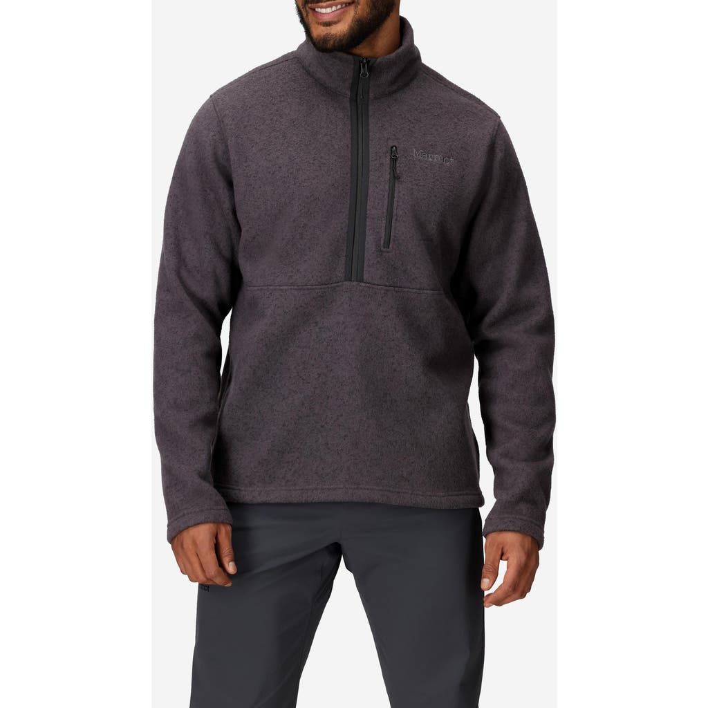 Marmot Drop Line Half Zip Fleece Jacket In Black Heather