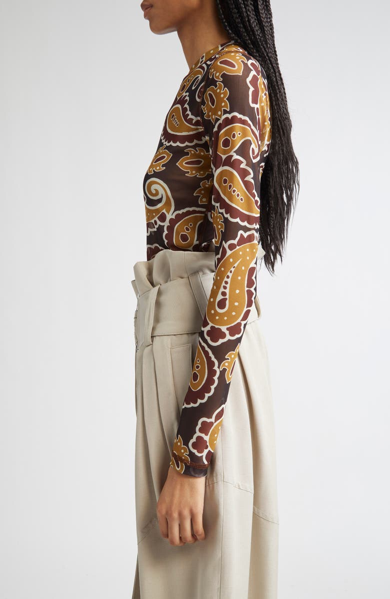 JW Anderson Paisley Print Long Sleeve Underpinning Mesh Top, Alternate, color, 