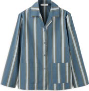 MANGO Stripe Cotton Button-Up Pajama Shirt