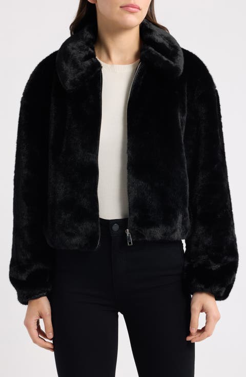 Zip Front Faux Fur Blouson Jacket