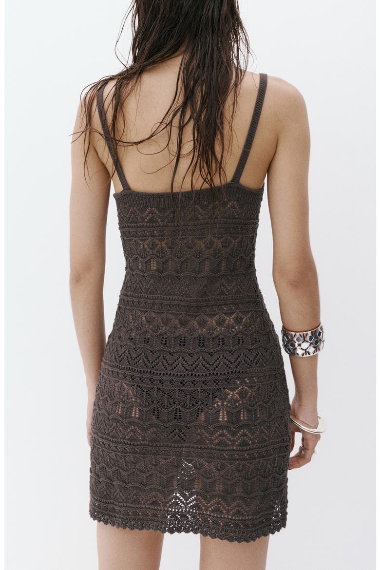 Crocheted Dress with Scalloped Hem, Alternate, color, CHOCOLATE