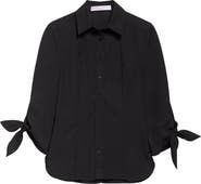 Carolina Herrera Tie Cuff Cotton Blend Button-Up Shirt