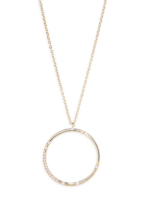 Cluster CZ Circle Pendant Necklace