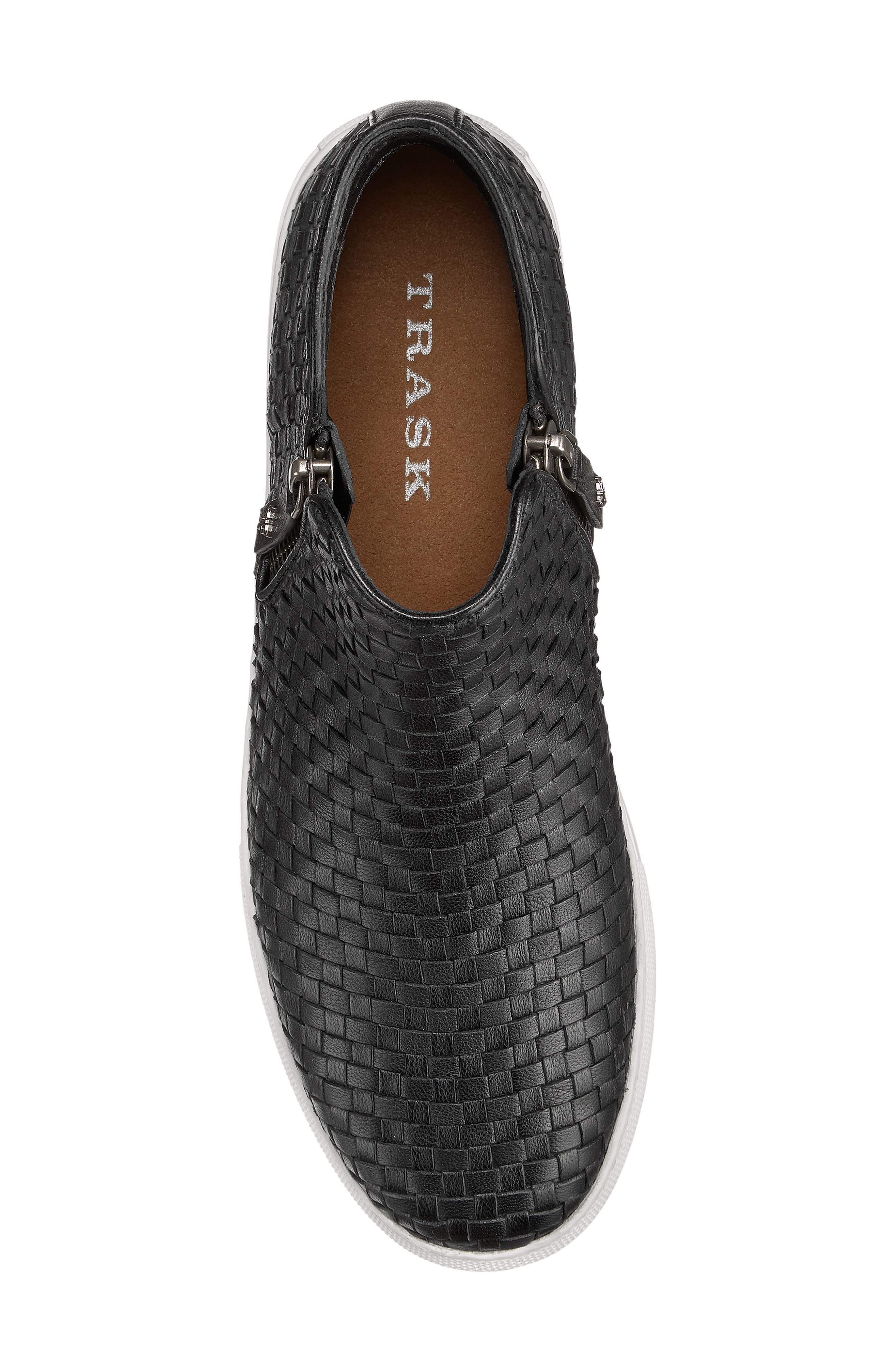 Lora Woven Sneaker Bootie, Alternate, color, BLACK LEATHER