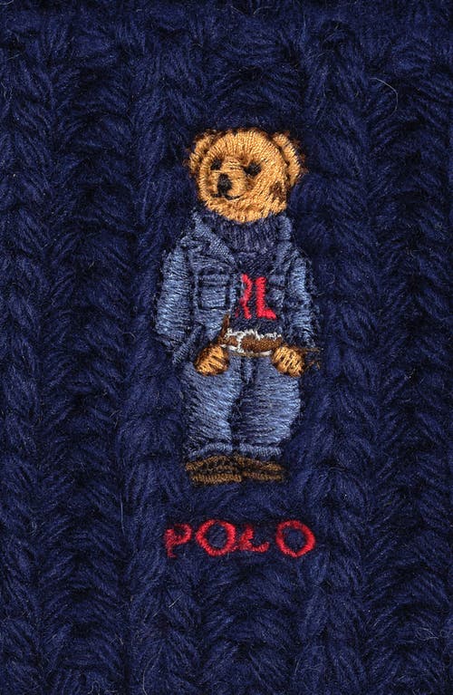 Polo Ralph Lauren Ralph Lauren Pom Pom Denim Bear Beanie In Blue
