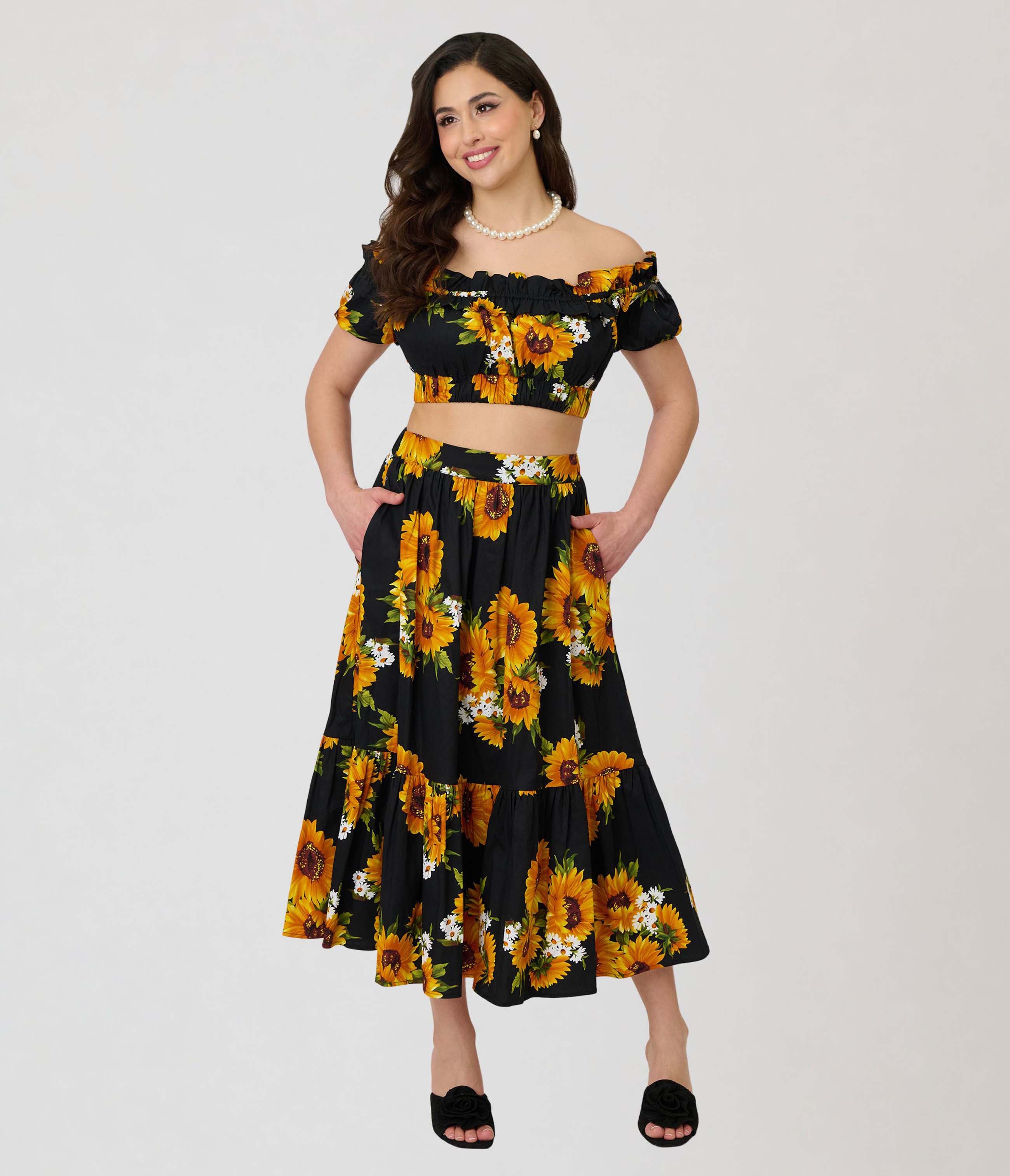 1950s Tiered Midi Skirt