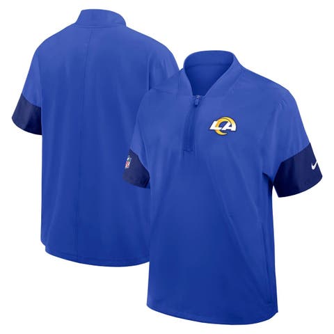 Men's Nike Royal Los Angeles Rams Sideline Short Sleeve Quarter-Zip Performance Coach Jacket
