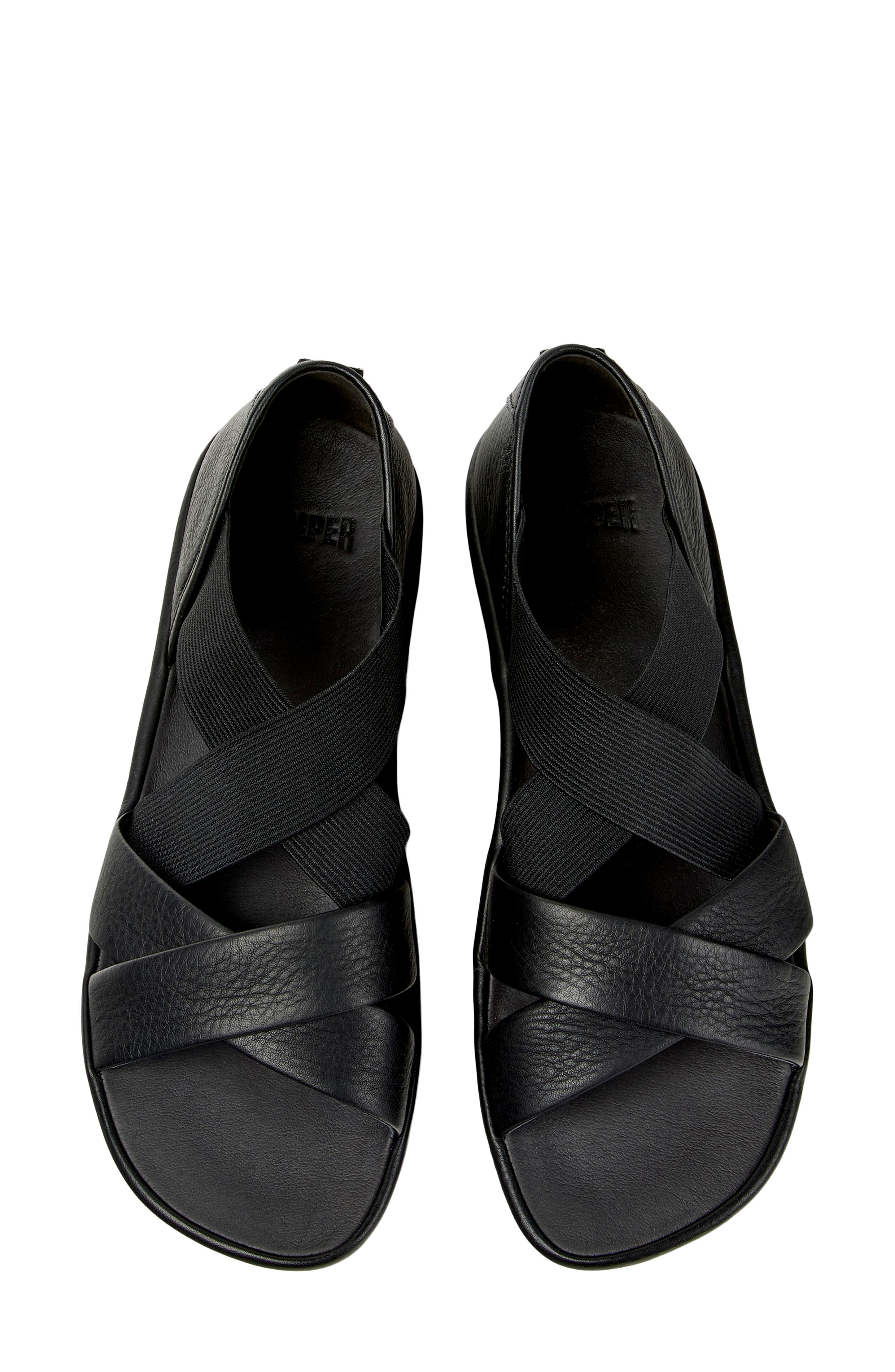 Camper Right Isla Cross Strap Sandal, Alternate, color, Black