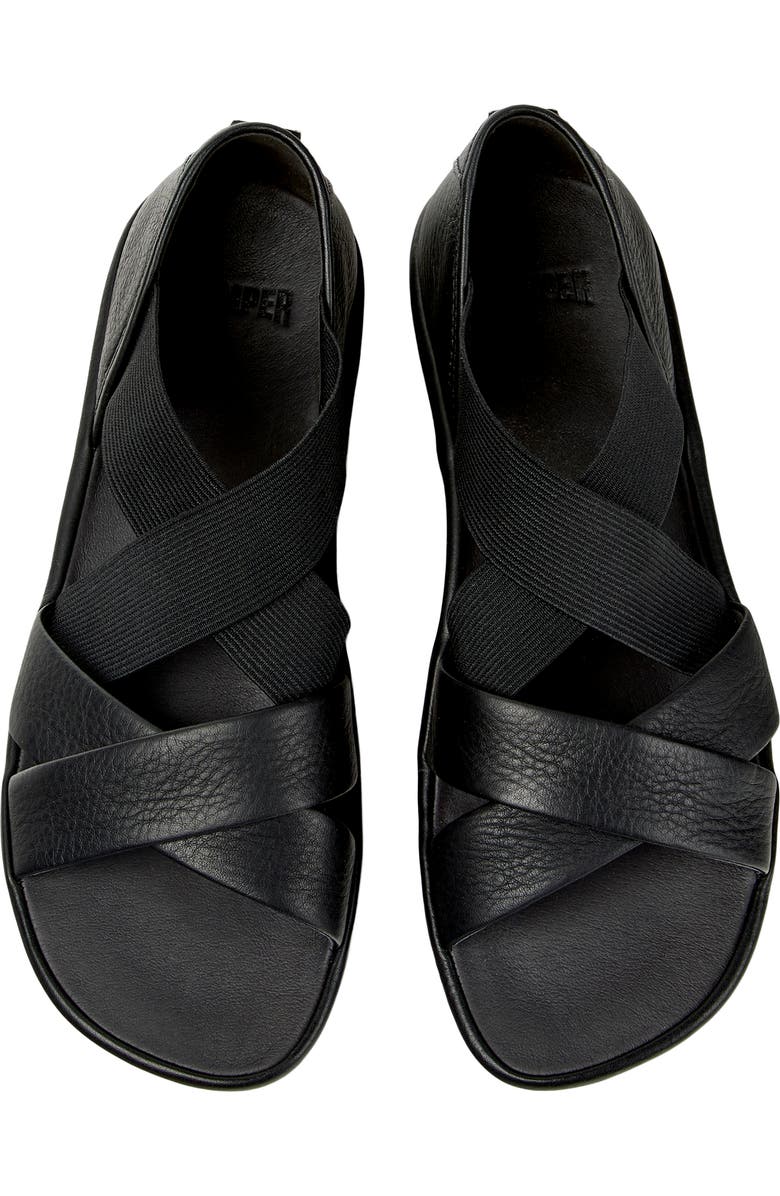 Camper Right Isla Cross Strap Sandal, Alternate, color, Black