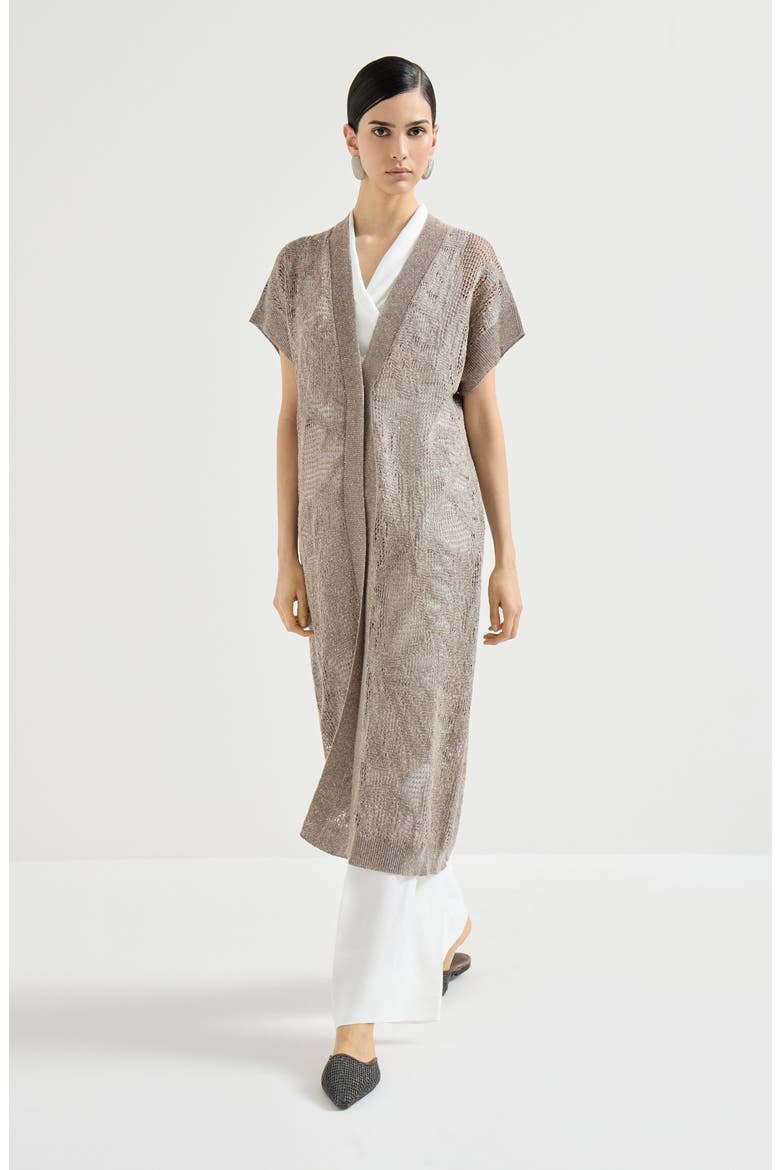 Dazzling water lilies long cardigan, Main, color, Mud