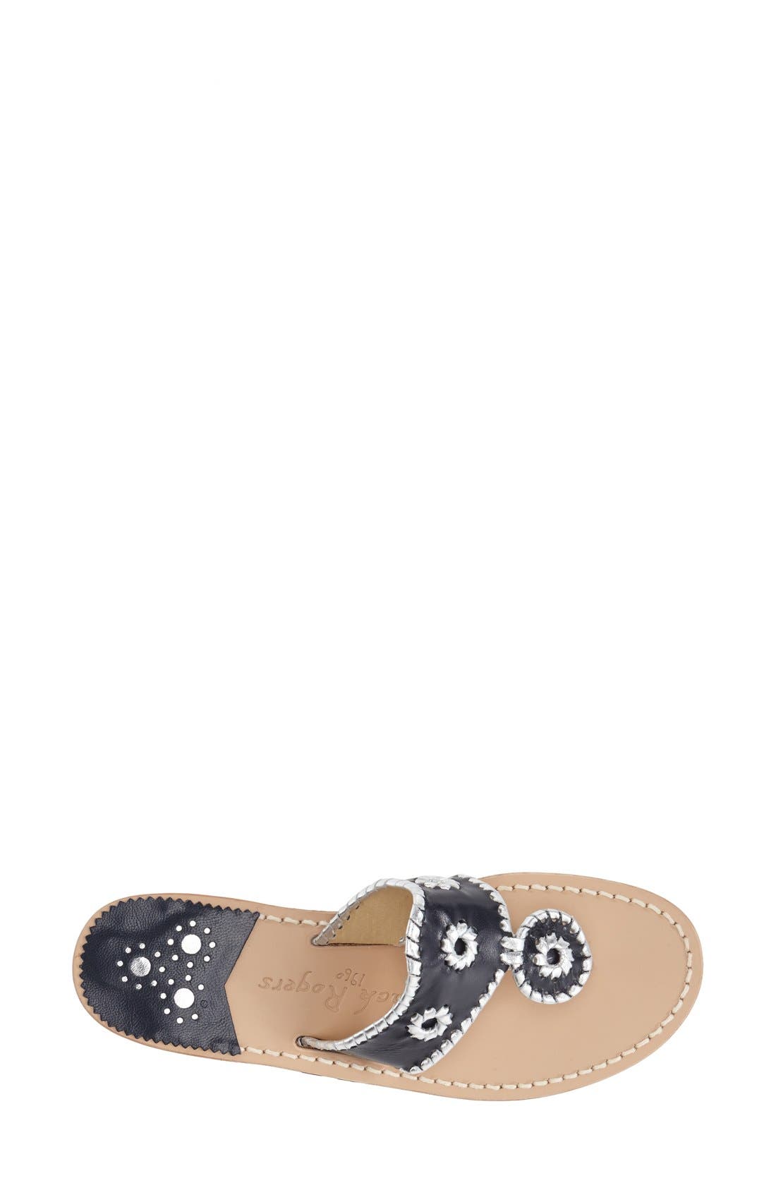 Whipstitched Flip Flop, Alternate, color, NAVY/ SILVER LEATHER