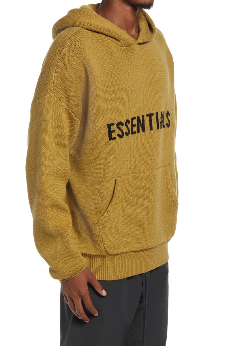 Fear of God Essentials Oversize Knit Hoodie, Alternate, color, Amber