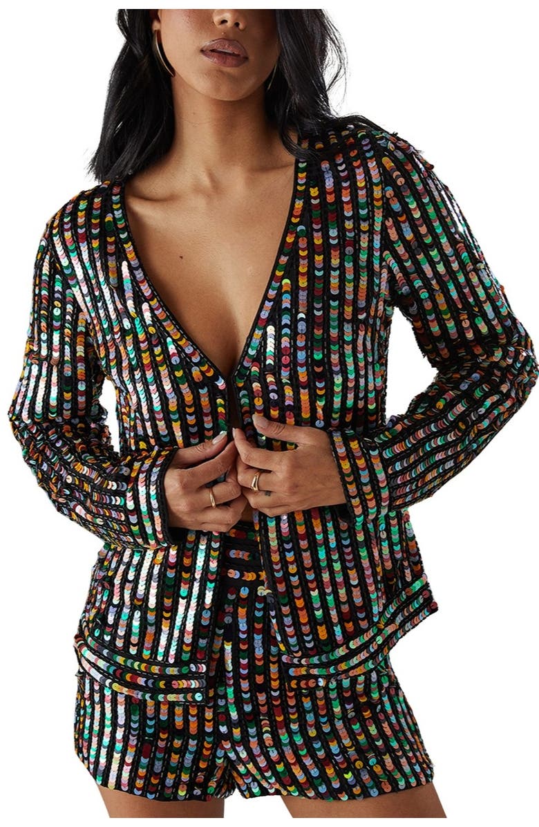 Warehouse Premium Hand Embellished Sequin Jacket, Alternate, color, Multi