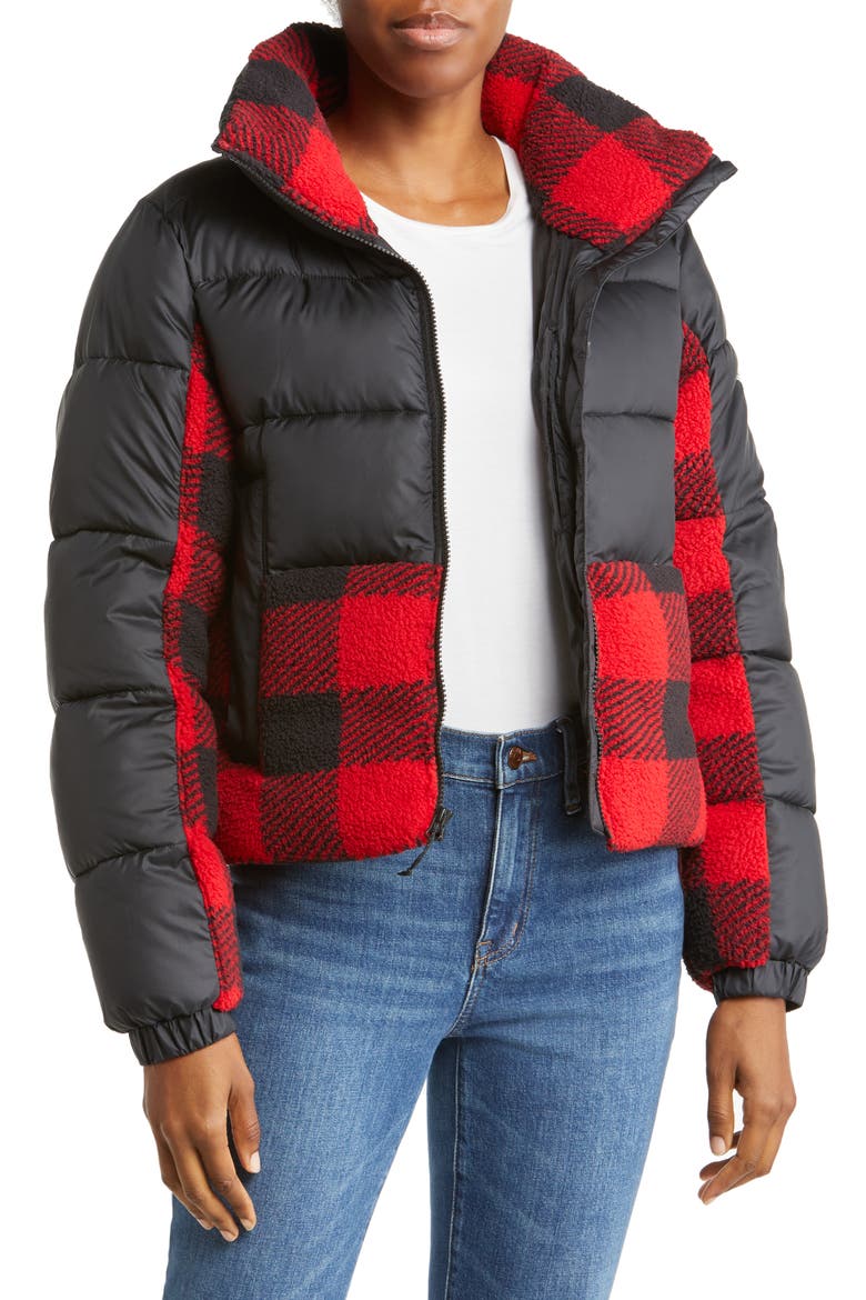 Leadbetter Point™ High Pile Fleece Hybrid Jacket, Main, color, BLACK RED BUFFALO