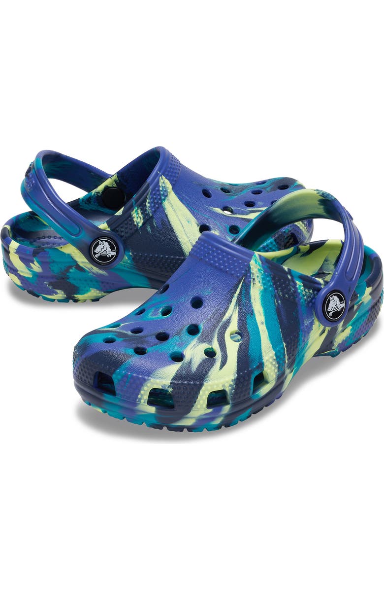 CROCS Kids' Classic Marbled Clog, Alternate, color, Navy/Turbo Teal