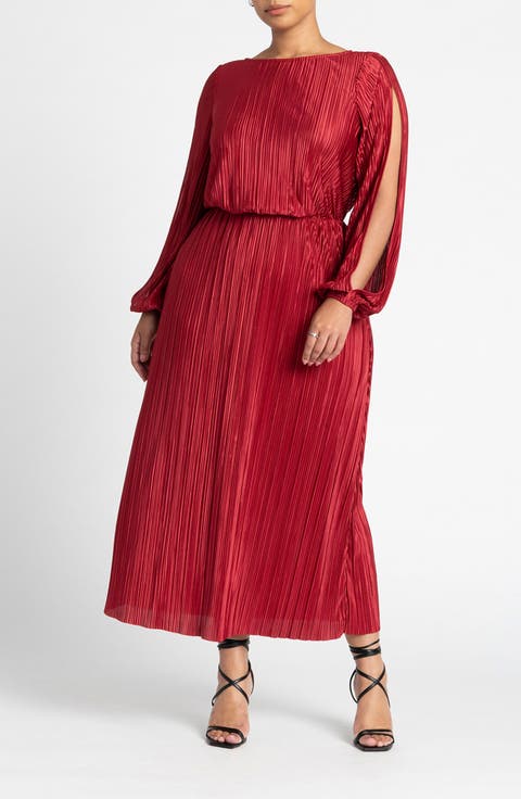 Plisse Open Sleeve Dress