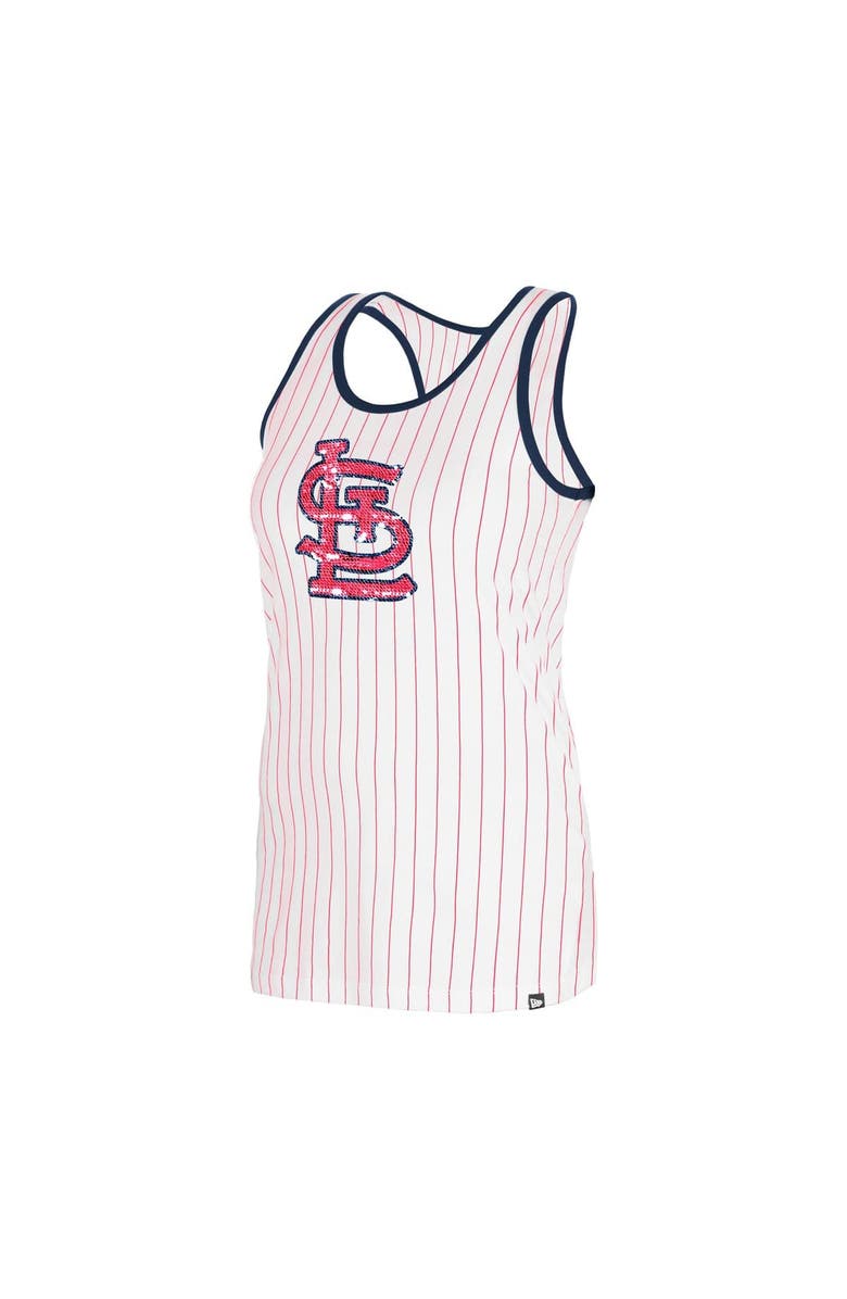 New Era Women's New Era White St. Louis Cardinals Gameday Pinstripe Tank Top, Alternate, color, White