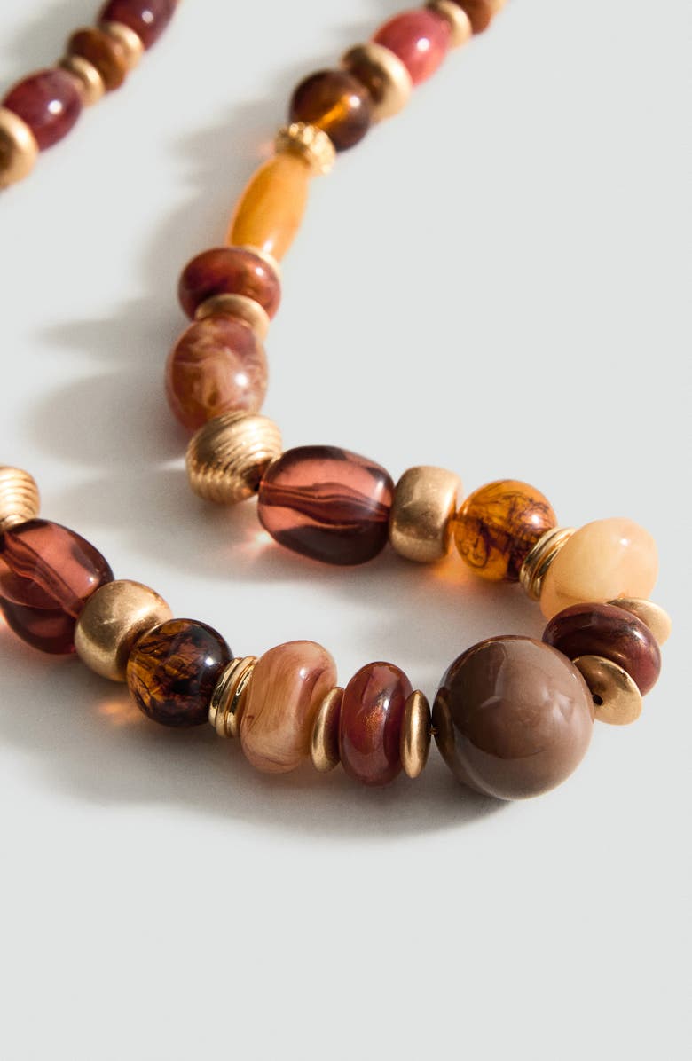 MANGO Combined Beads Necklace, Alternate, color, Brown