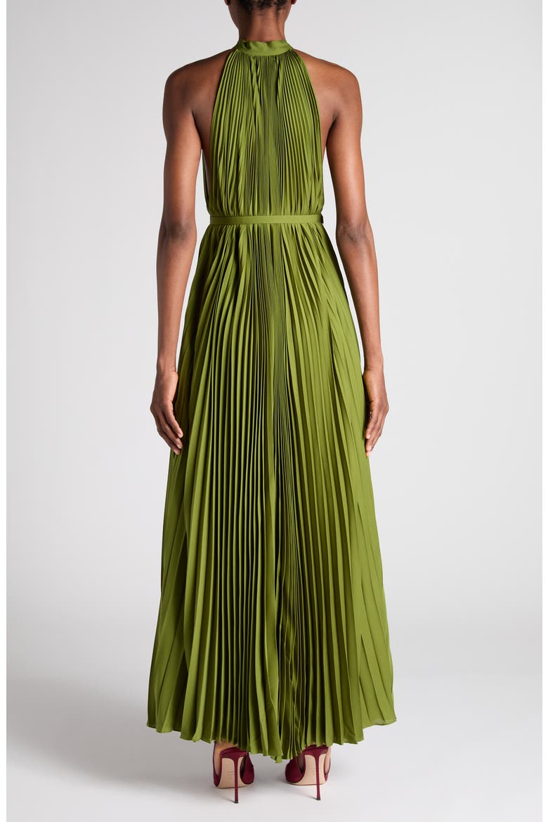 Pleated Halter Dress, Alternate, color, LIME GREEN