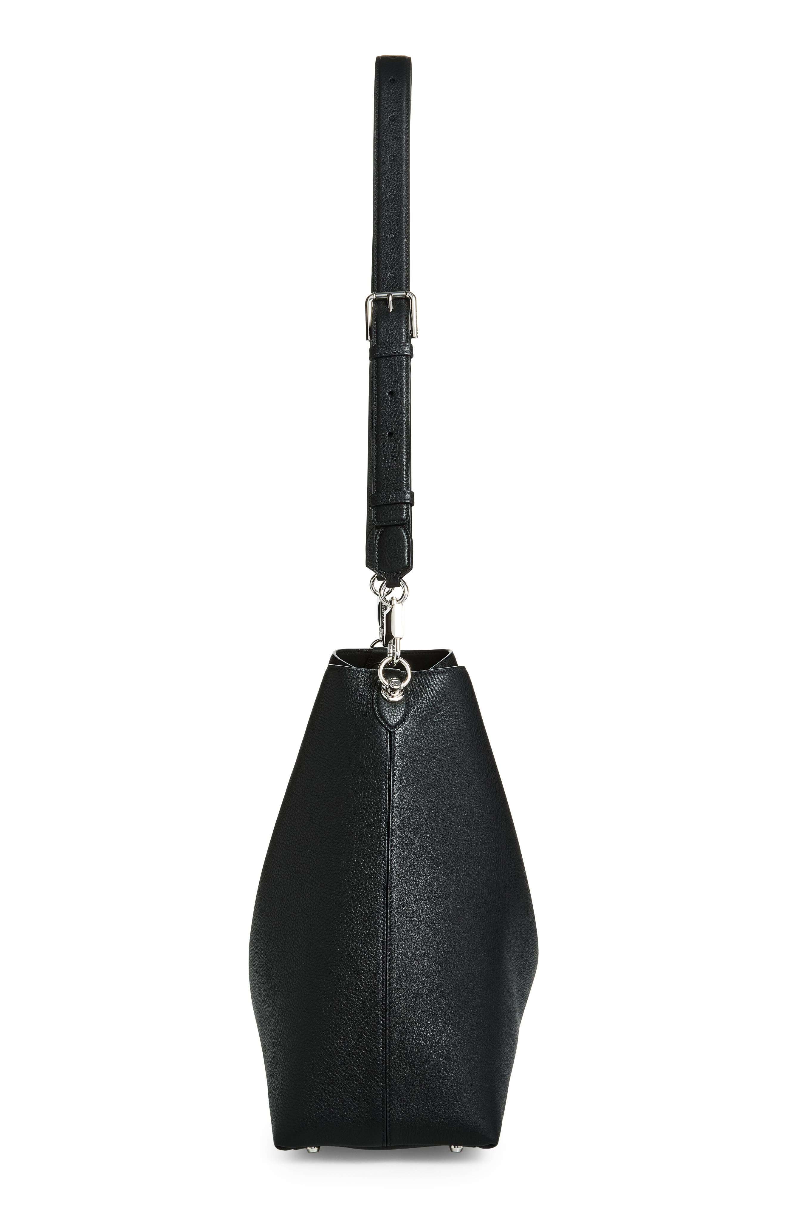 Leather Hobo Bag, Alternate, color, 80999 NERO