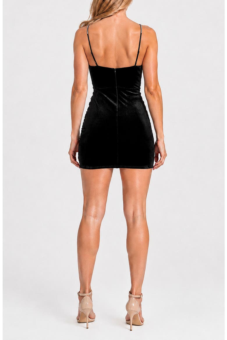 Velvet Faux Wrap Minidress, Alternate, color, BLACK
