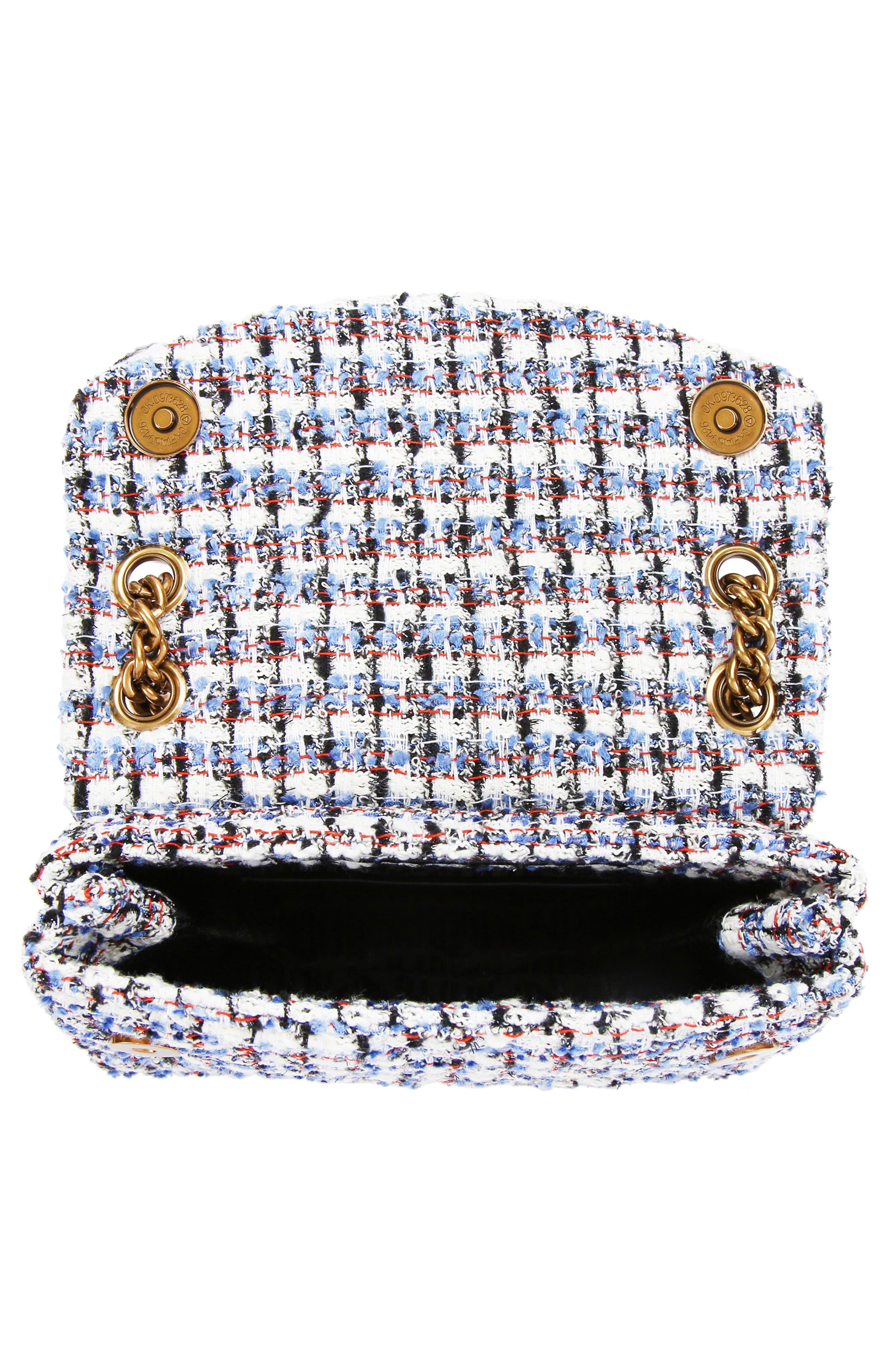 Kurt Geiger London Mini Kensington Eye Tweed Shoulder Bag, Alternate, color, White/Navy