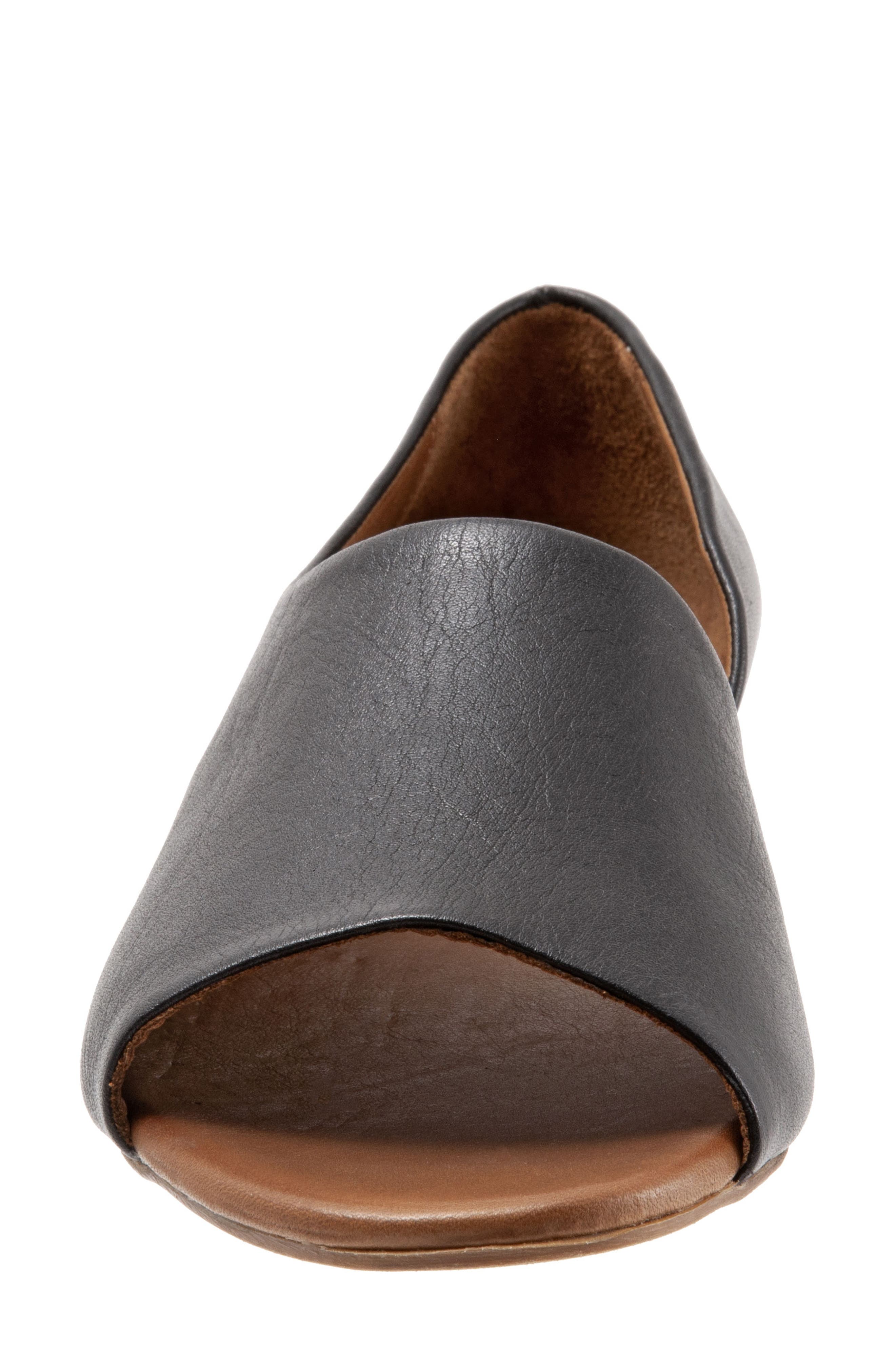 Anna Half d'Orsay Open Toe Flat, Alternate, color, BLACK LEATHER