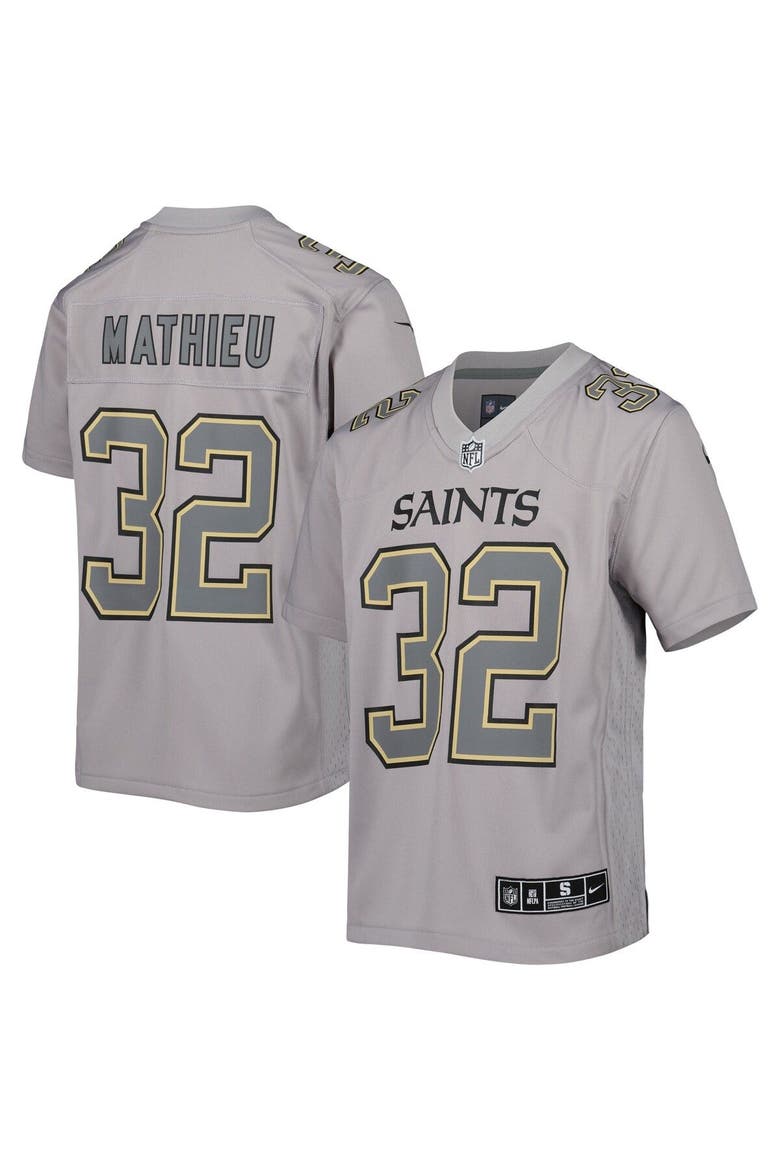Youth Nike Tyrann Mathieu Gray New Orleans Saints Atmosphere Game Jersey, Main, color, Gray