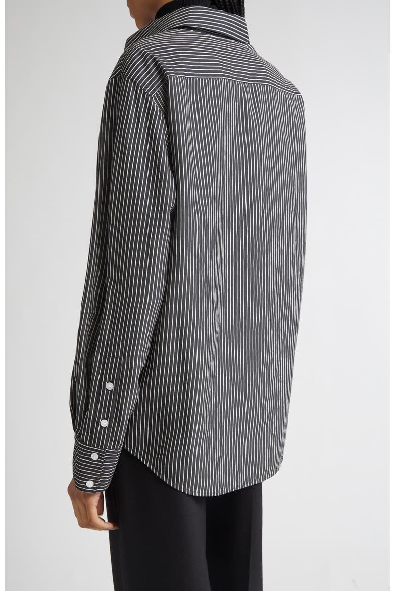 Lynsey Stripe Button-Up Shirt, Alternate, color, BLACK/ WHITE