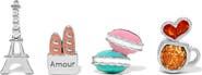 Girls Crew Cafe de Paris Set of 4 Assorted Single Stud Earrings