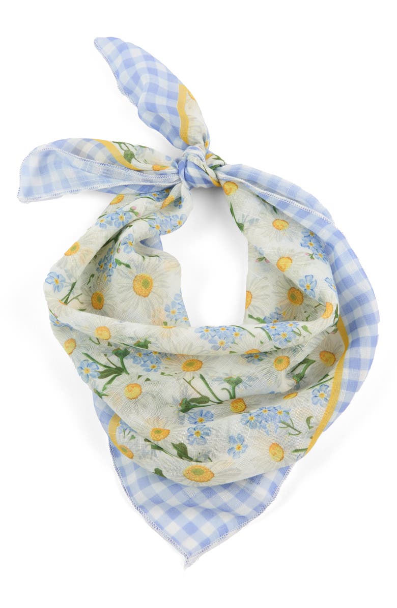 Viens Avec Moi Picnic Flowers Mini Silk Scarf, Alternate, color, Lilac And Yellow