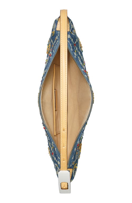Tory Burch T Monogram Embellished Denim Shoulder Bag