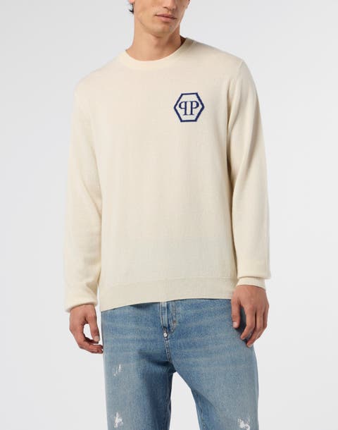 Cashmere Roundneck Pullover Jacquard Hexagon Men