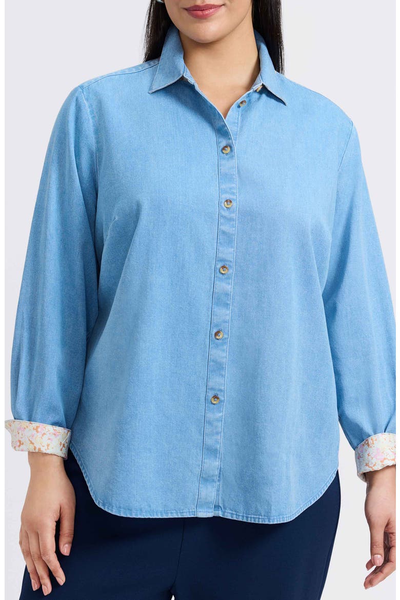 Margie Denim Button-Up Shirt, Main, color, BLEACH WASH