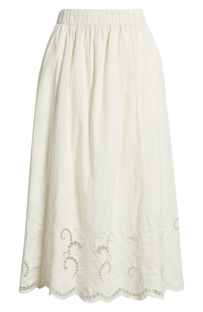 Nordstrom Schiffli Embroidered Midi Skirt, Alternate, color, Ivory Tofu