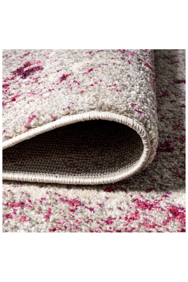 Contemporary POP Modern Abstract Vintage Faded Area Rug, Alternate, color, Maroon/Gray