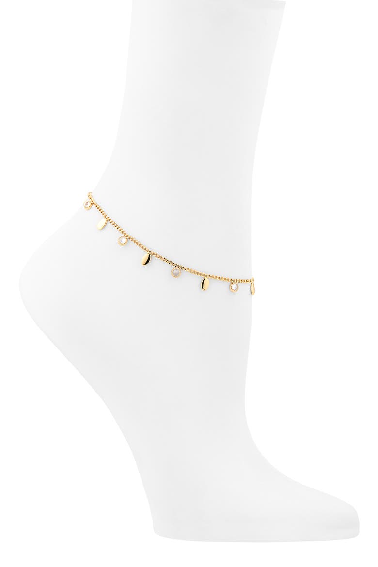 Cubic Zirconia Chain Anklet, Main, color, CLEAR- GOLD