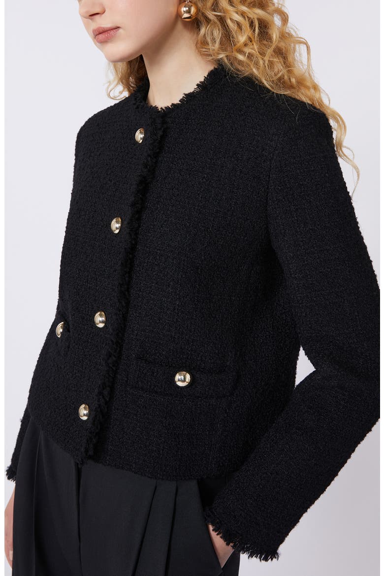 Agami Wool Blend Tweed Jacket, Alternate, color, BLACK