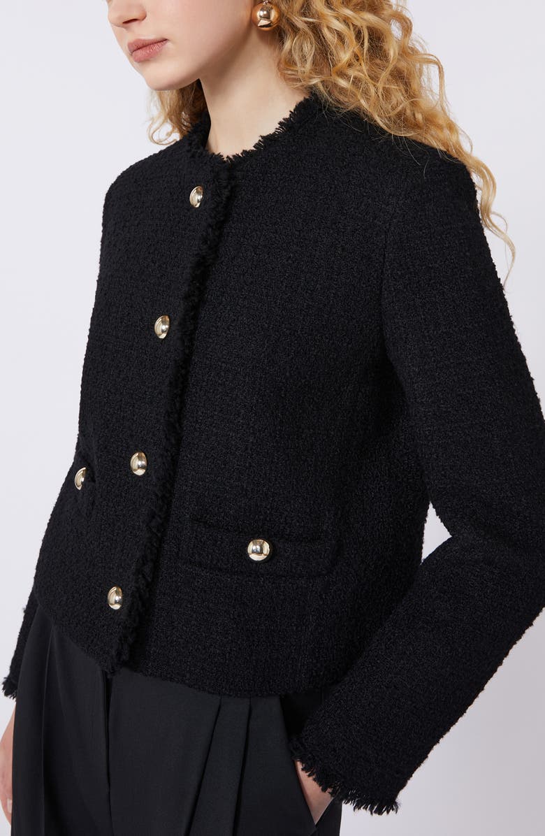 Weekend Max Mara Agami Wool Blend Tweed Jacket, Alternate, color, Black