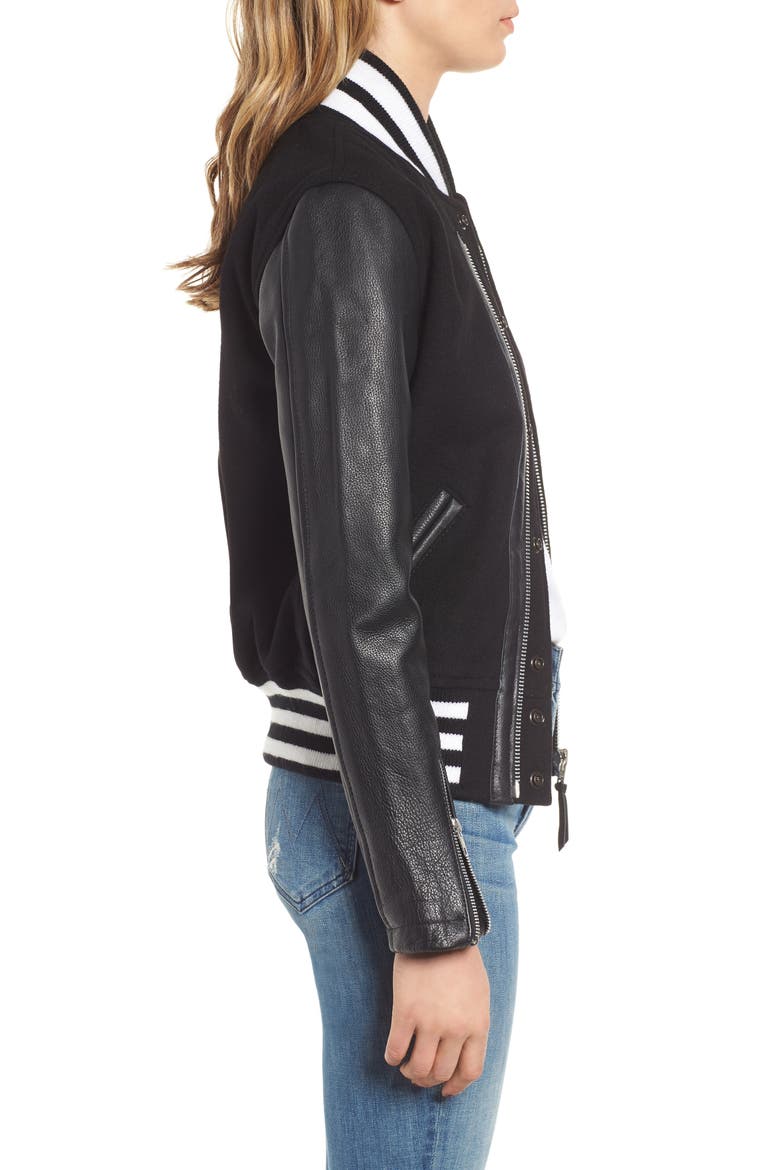 Moto Varsity Jacket, Alternate, color, BLACK