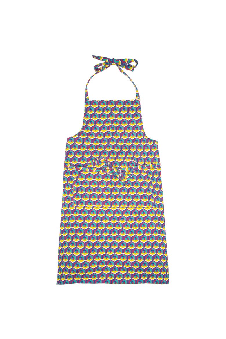 Apron With Pocket Cubo Giallo/Fuxsia, Main, color, Cubo Giallo/Fuxsia