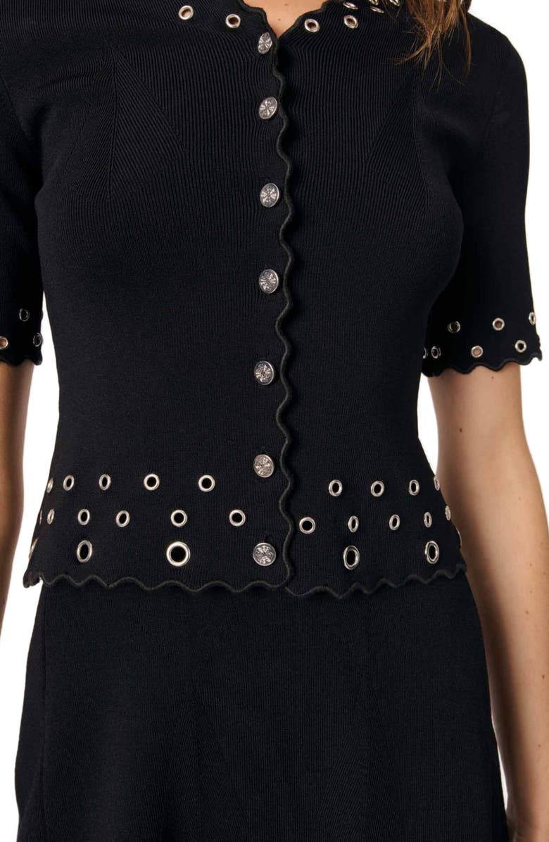 maje Cropped cardigan with eyelets, Alternate, color, 