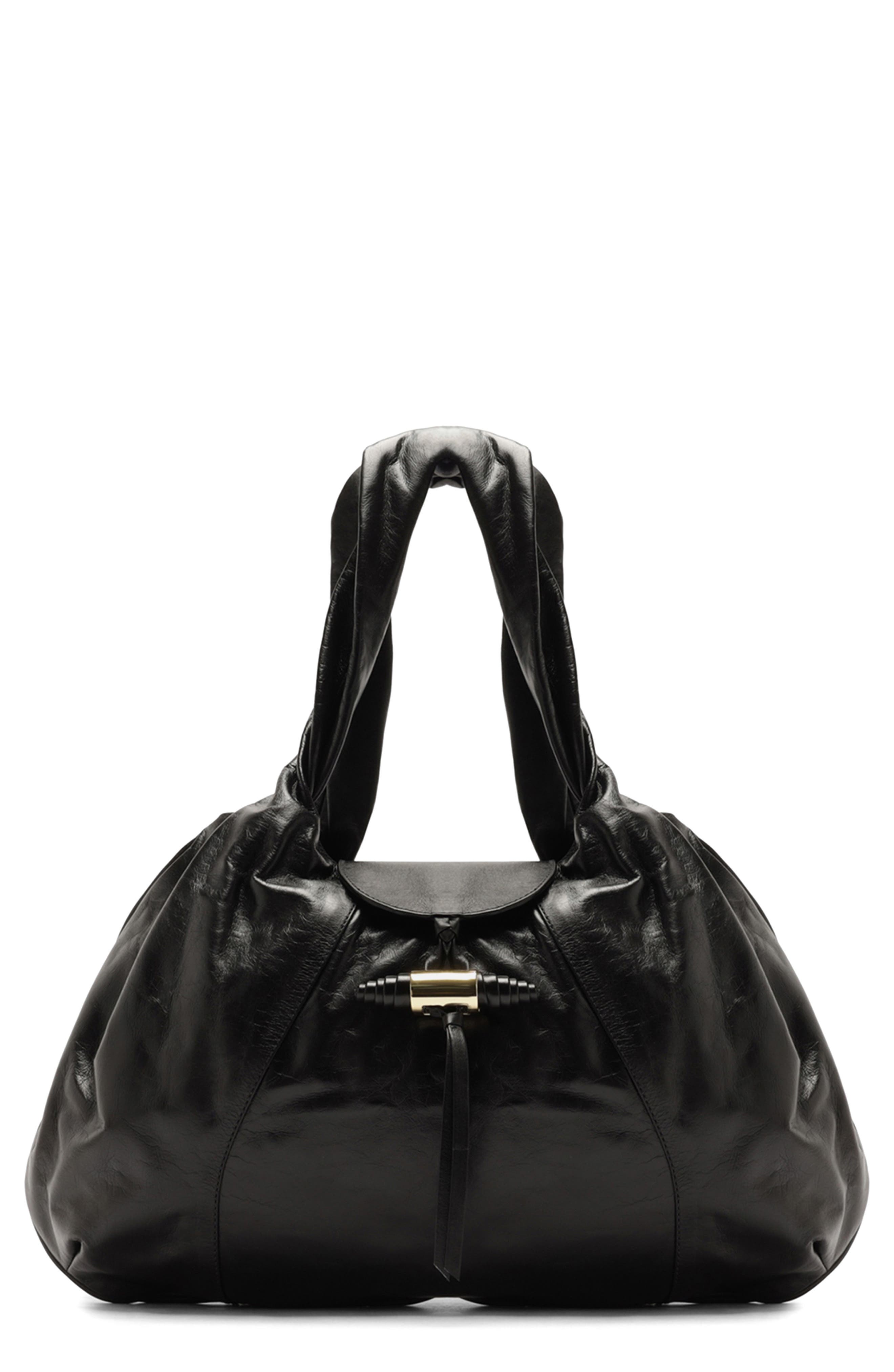 Arezzo Large Rita Leather Hobo Bag, Main, color, Black