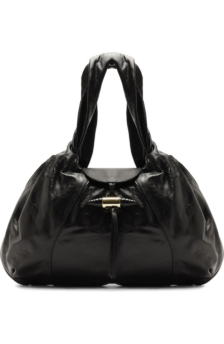 Arezzo Large Rita Leather Hobo Bag, Main, color, Black