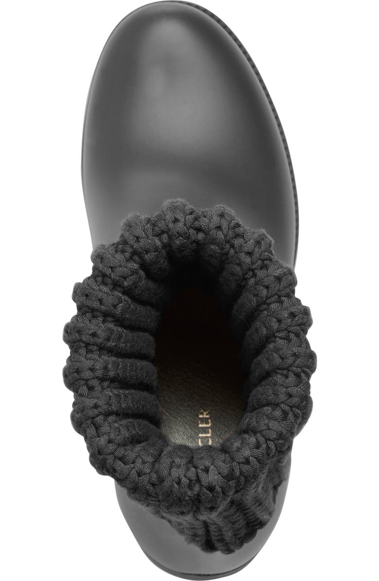 Moncler Ginette Knit Cuff Leather Rain Boot, Alternate, color,